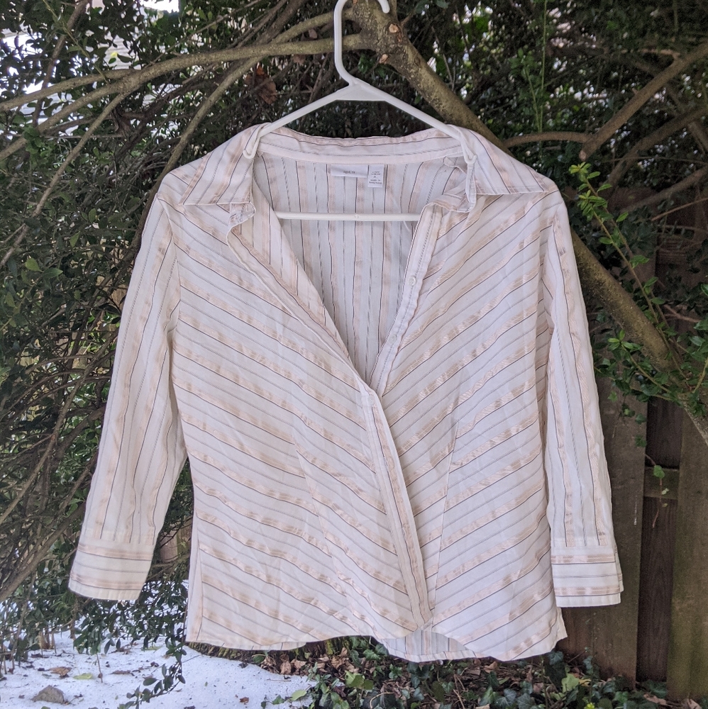 Petite Button-Down Blouse with Stripes